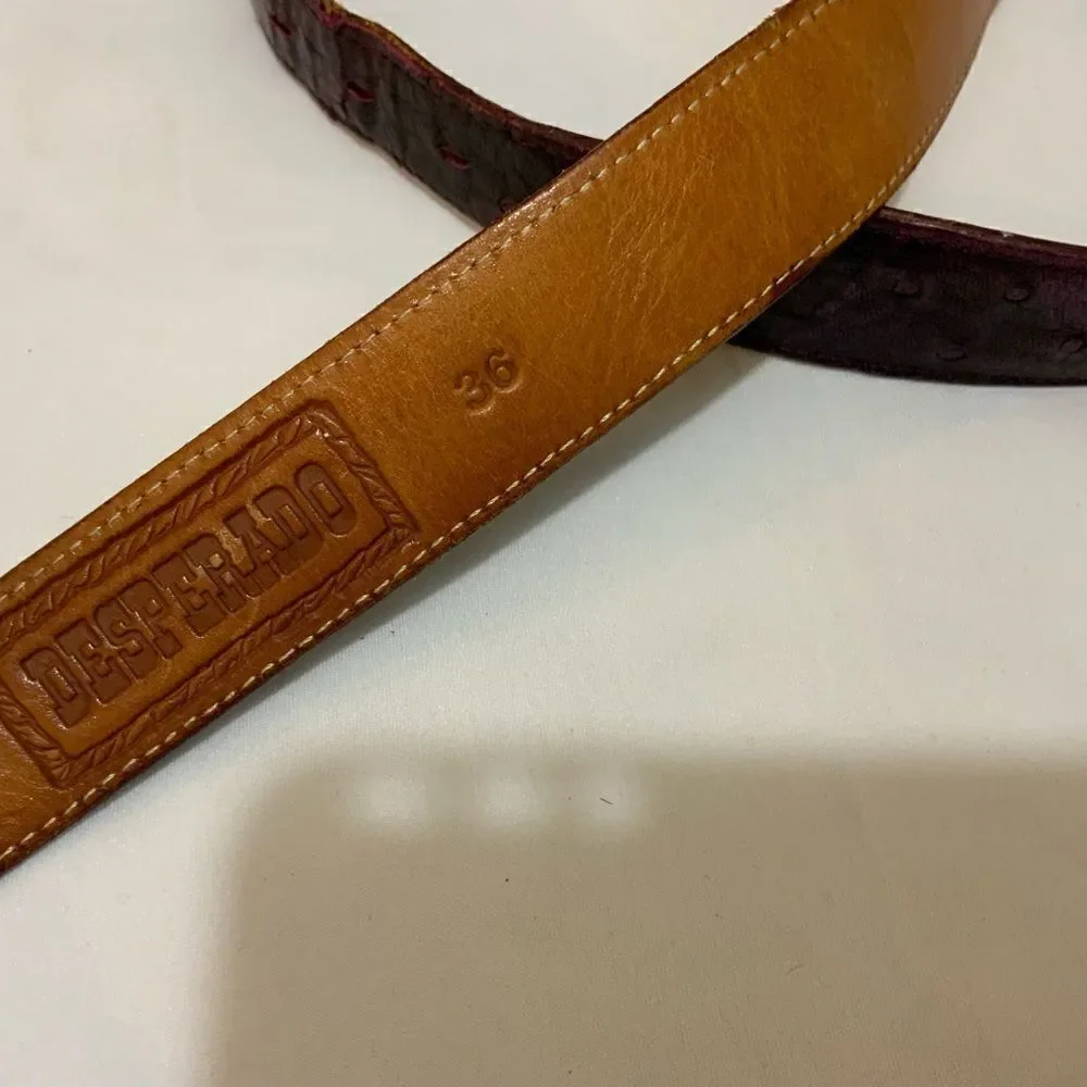 Desperado, Genuine Ostrich Belt, size 36 burgundy no buckle